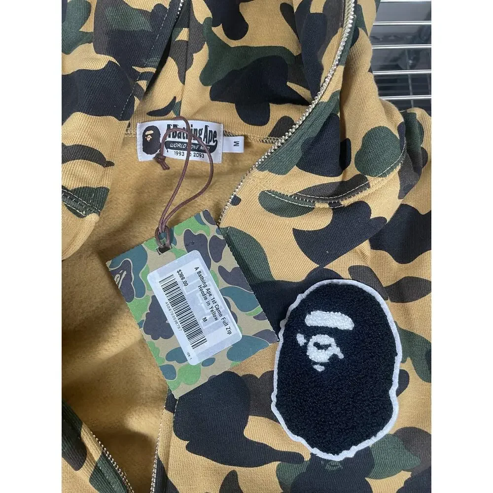 A Bathing Ape 1st Camo Full Zip Hoodie In Yellow BAPE